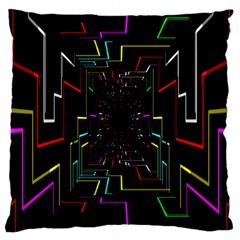 Seamless 3d Animation Digital Futuristic Tunnel Path Color Changing Geometric Electrical Line Zoomin Large Cushion Case (one Side) by Mariart