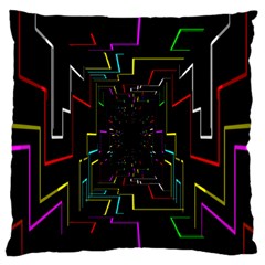 Seamless 3d Animation Digital Futuristic Tunnel Path Color Changing Geometric Electrical Line Zoomin Large Flano Cushion Case (one Side) by Mariart