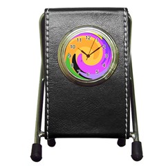 Spiral Digital Pop Rainbow Pen Holder Desk Clocks