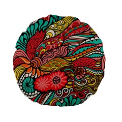 Seamless Texture Abstract Flowers Endless Background Ethnic Sea Art Standard 15  Premium Flano Round Cushions by Mariart