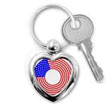 Stars Stripes Circle Red Blue Key Chains (Heart)  Front