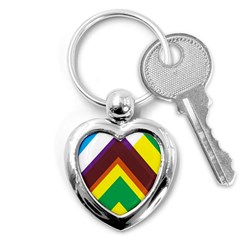 Triangle Chevron Rainbow Web Geeks Key Chains (heart)  by Mariart