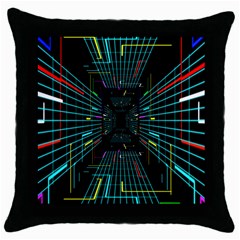 Seamless 3d Animation Digital Futuristic Tunnel Path Color Changing Geometric Electrical Line Zoomin Throw Pillow Case (black) by Mariart