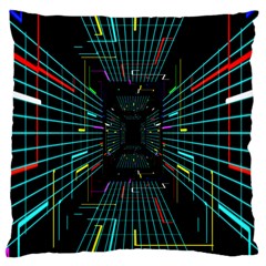 Seamless 3d Animation Digital Futuristic Tunnel Path Color Changing Geometric Electrical Line Zoomin Large Cushion Case (one Side) by Mariart