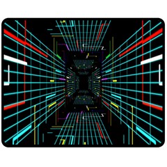 Seamless 3d Animation Digital Futuristic Tunnel Path Color Changing Geometric Electrical Line Zoomin Double Sided Fleece Blanket (medium)  by Mariart