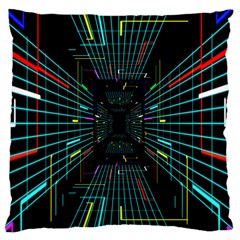 Seamless 3d Animation Digital Futuristic Tunnel Path Color Changing Geometric Electrical Line Zoomin Standard Flano Cushion Case (one Side) by Mariart