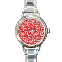 Xmas Pattern Round Italian Charm Watch by Valentinaart