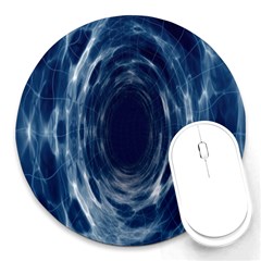 Worm Hole Line Space Blue Round Mousepads