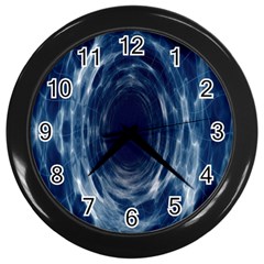 Worm Hole Line Space Blue Wall Clocks (black)