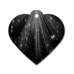 Black Rays Light Stars Space Dog Tag Heart (one Side)