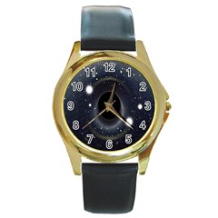 Brightest Cluster Galaxies And Supermassive Black Holes Round Gold Metal Watch by Mariart