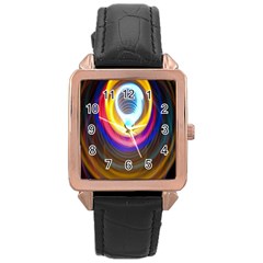 Colorful Glow Hole Space Rainbow Rose Gold Leather Watch 