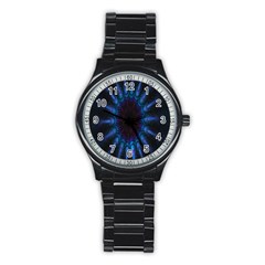 Exploding Flower Tunnel Nature Amazing Beauty Animation Blue Purple Stainless Steel Round Watch by Mariart