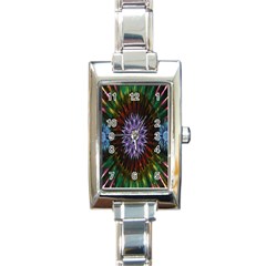 Flower Stigma Colorful Rainbow Animation Gold Space Rectangle Italian Charm Watch