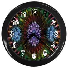 Flower Stigma Colorful Rainbow Animation Gold Space Wall Clocks (black) by Mariart