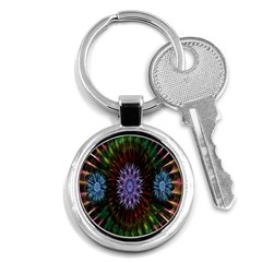 Flower Stigma Colorful Rainbow Animation Gold Space Key Chains (round)  by Mariart