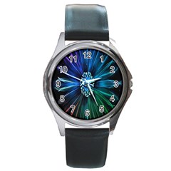 Flower Stigma Colorful Rainbow Animation Space Round Metal Watch