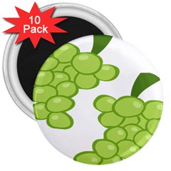 Fruit Green Grape 3  Magnets (10 Pack)  by Mariart