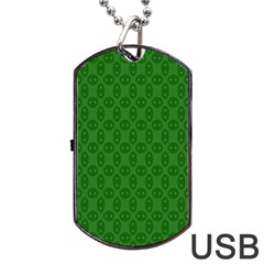 Green Seed Polka Dog Tag Usb Flash (one Side)