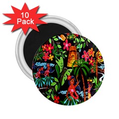 Hawaiian Girls Black Flower Floral Summer 2 25  Magnets (10 Pack)  by Mariart