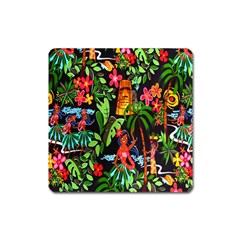 Hawaiian Girls Black Flower Floral Summer Square Magnet by Mariart