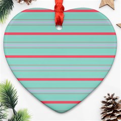 Horizontal Line Blue Red Ornament (heart) by Mariart