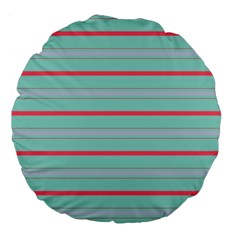 Horizontal Line Blue Red Large 18  Premium Flano Round Cushions by Mariart