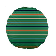 Horizontal Line Green Red Orange Standard 15  Premium Flano Round Cushions by Mariart