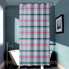 Horizontal Line Green Pink Gray Shower Curtain 36  X 72  (stall) 