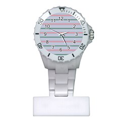 Horizontal Line Green Pink Gray Plastic Nurses Watch