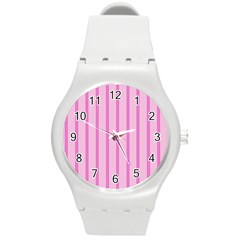 Line Pink Vertical Round Plastic Sport Watch (m) by Mariart