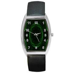 Green Foam Waves Polygon Animation Kaleida Motion Barrel Style Metal Watch by Mariart