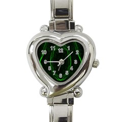 Green Foam Waves Polygon Animation Kaleida Motion Heart Italian Charm Watch by Mariart