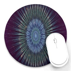 Peaceful Flower Formation Sparkling Space Round Mousepads