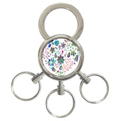 Prismatic Psychedelic Floral Heart Background 3-ring Key Chains