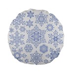 Snowflakes Blue White Cool Standard 15  Premium Flano Round Cushions Front