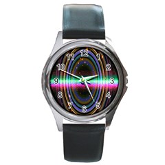 Spectrum Space Line Rainbow Hole Round Metal Watch