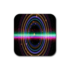 Spectrum Space Line Rainbow Hole Rubber Coaster (square)  by Mariart