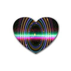 Spectrum Space Line Rainbow Hole Rubber Coaster (heart)  by Mariart