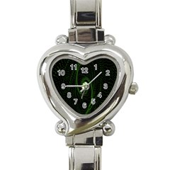 Space Green Hypnotizing Tunnel Animation Hole Polka Green Heart Italian Charm Watch