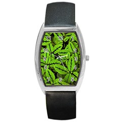 Nature Print Pattern Barrel Style Metal Watch by dflcprints