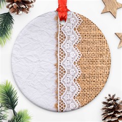 Parchement,lace And Burlap Ornament (round) by NouveauDesign