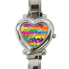 Arrow Rainbow Orange Blue Yellow Red Purple Green Heart Italian Charm Watch