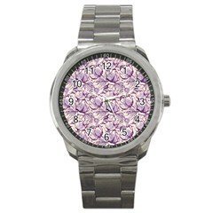 Vegetable Cabbage Purple Flower Sport Metal Watch