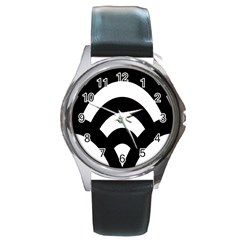 Circle White Black Round Metal Watch