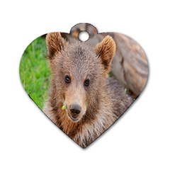 Baby Bear Animals Dog Tag Heart (two Sides)