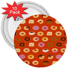 Coffee Donut Cakes 3  Buttons (10 Pack) 