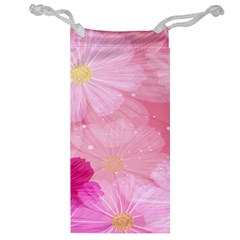 Cosmos Flower Floral Sunflower Star Pink Frame Jewelry Bag by Mariart