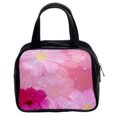 Cosmos Flower Floral Sunflower Star Pink Frame Classic Handbags (2 Sides) by Mariart