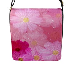 Cosmos Flower Floral Sunflower Star Pink Frame Flap Messenger Bag (l)  by Mariart